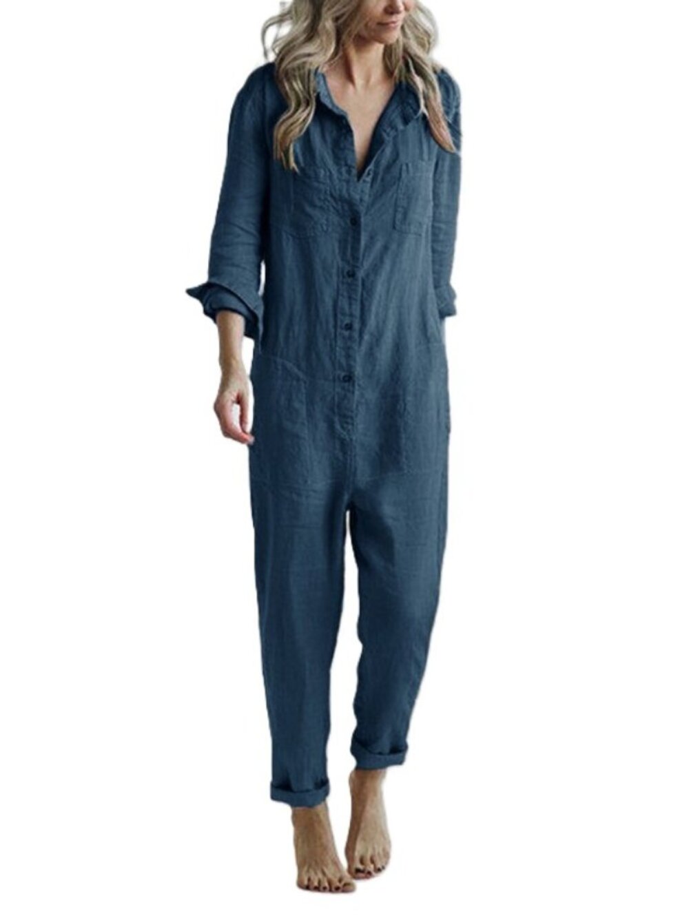 Madepants 6 Pocket Blue Casual Jumpsuit Sz XL